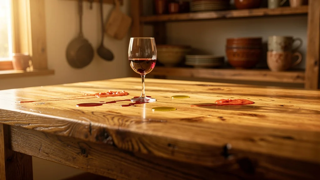 Cirée trois fois, ma table de cuisine a bu les taches sans marquer