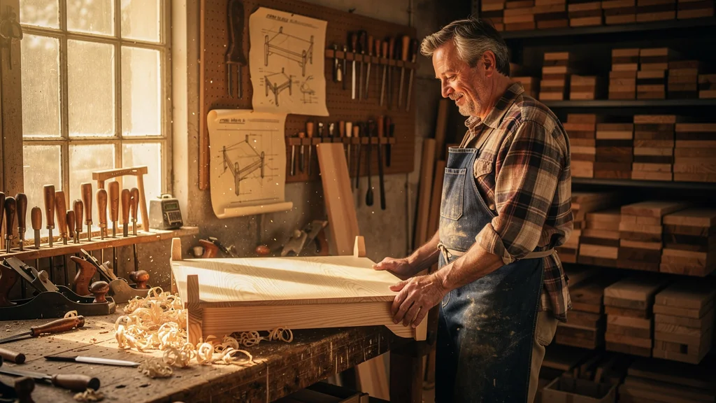 Étagère en frêne artisanale fabriquée par un ébéniste pour sa fille, symbole de réconciliation