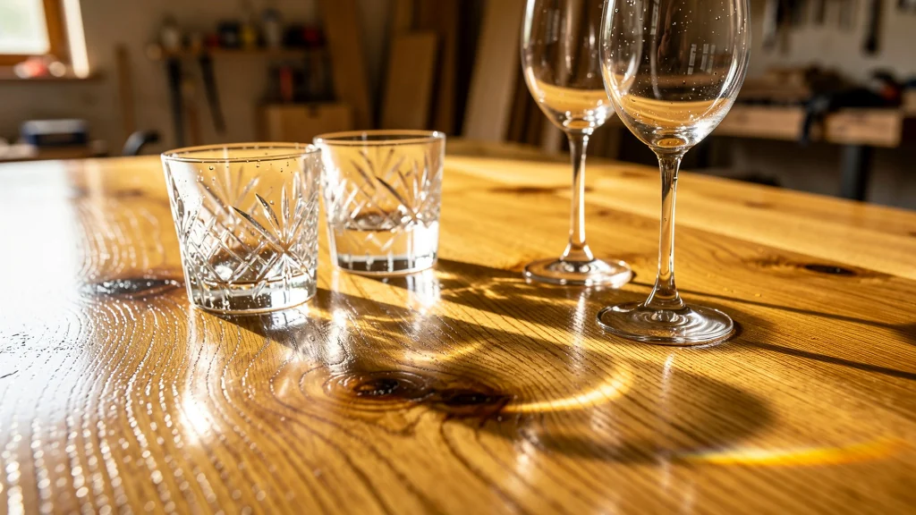 Mon huile-dure sur chêne a résisté aux verres posés sans dessous